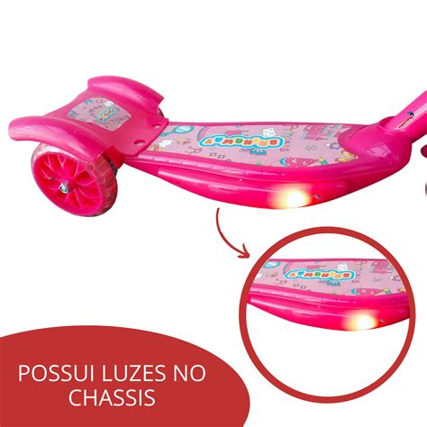 Patinete Infantil 3 Rodas Cesta Rosa BW010RS ImportWay