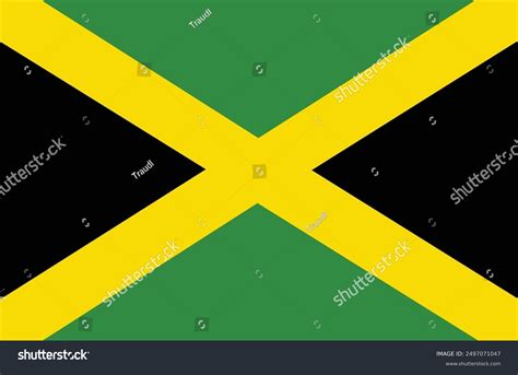 Jamaican Flag Flat Design Vector Illustration Stock Vector Royalty