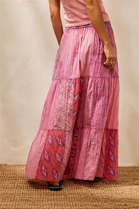 Archive At Uo Pink Patchwork Maxi Skirt Urban Outfitters Uk