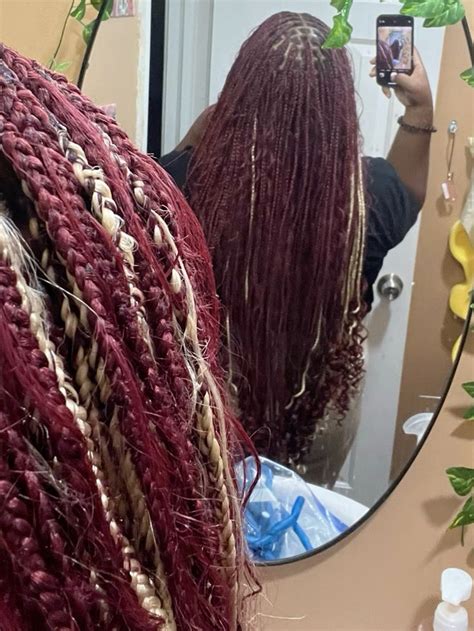 Burgundy And Blonde In Cute Braided Hairstyles Cute Box Braids Hairstyles