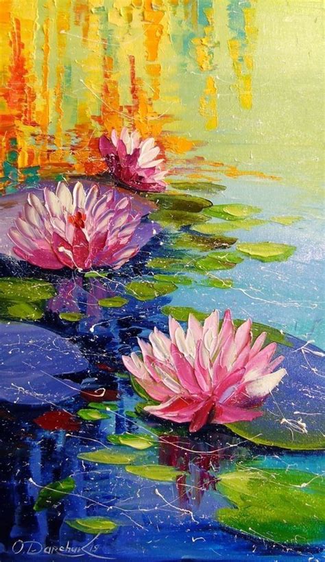 Fiori Di Loto Flower Art Painting Lily Painting Abstract Art Painting