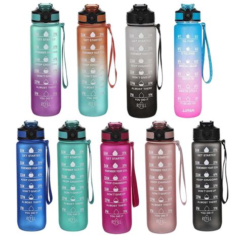 Motivational Water Bottle 32 Oz With Straw And Time Marker Bpa Free And Leakproof Tritan Portable