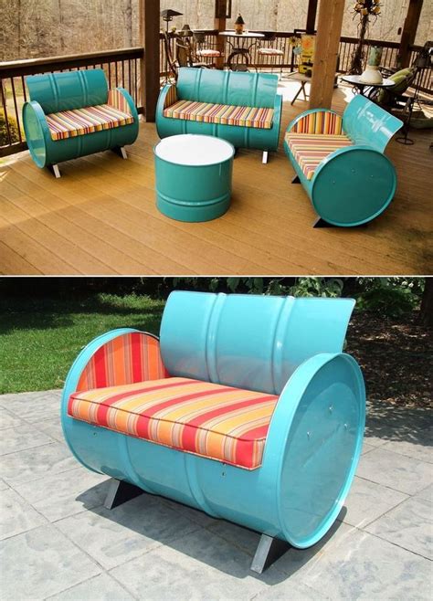 55 Gallon Steel Drums Repurposed Into Impressive Furniture Collection