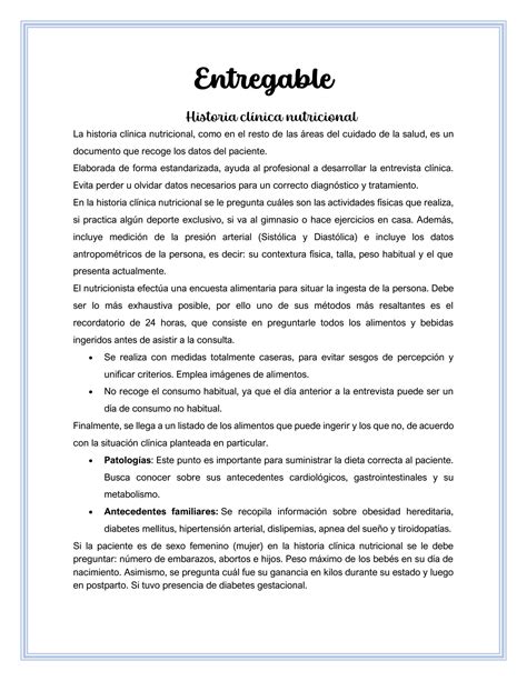 Solution Historia Clinica Nutricional Studypool