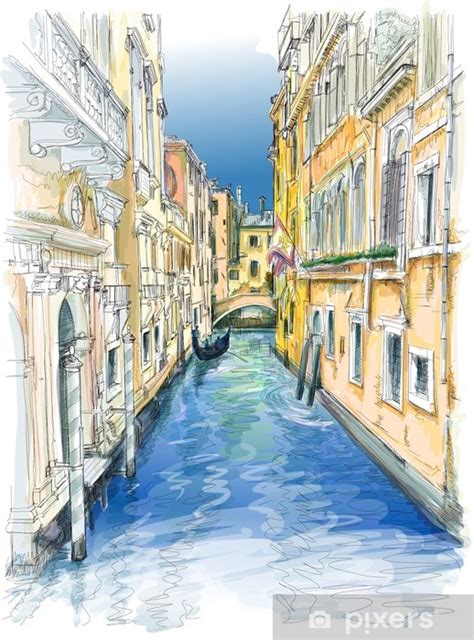 Wall Mural Venice Water Canal Old Buildings And Gondola Away Pixers Uk