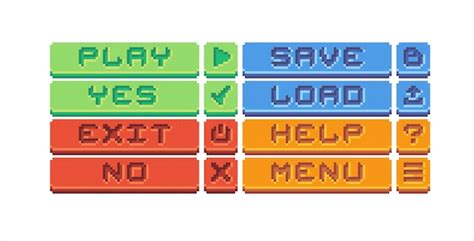 Premium Vector Set Of Game Interface Buttons Square Pixel Menu