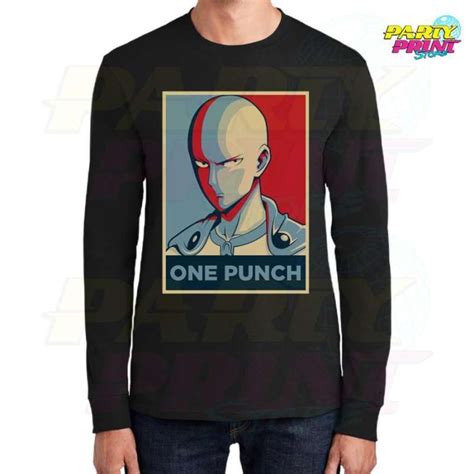 Jual Kaos Lengan Panjang Pria Cowok Anime One Punch Man Saitama Justice