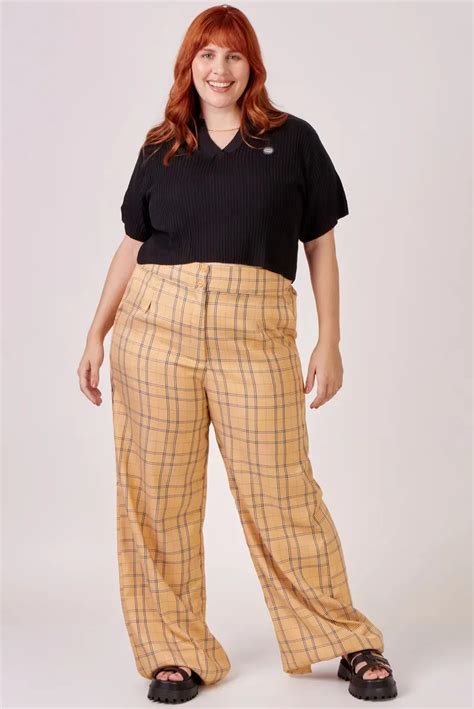 Cal A Wide Leg Xadrez Cider Amarelo