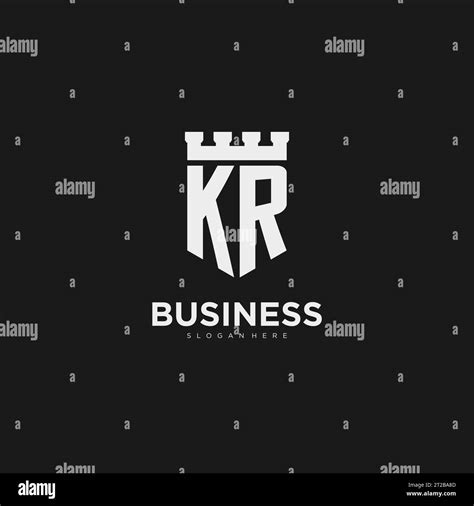 Initials KR Logo Monogram With Shield And Fortress Design Vector