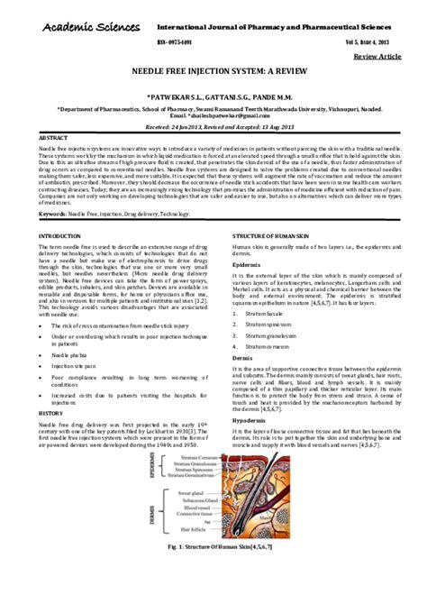 (PDF) NEEDLE FREE INJECTION SYSTEM: A REVIEW