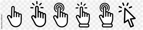 Vector Hand Cursors Icons Click Set Stock Vector Adobe Stock