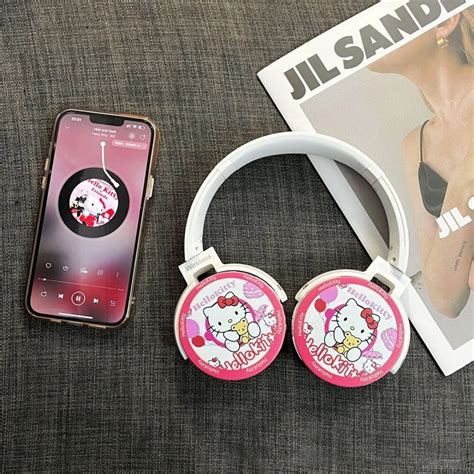 Sanrio Bluetooth Headphone Wireless Headsets Anime Cartoon Stereo Hello Kitty Headset Earphone