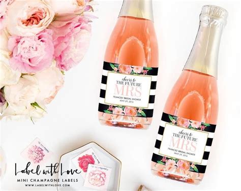 Brunch And Bubbly Mini Champagne Labels Bridal Shower Favor Etsy Mini Champagne Labels