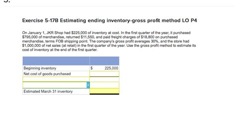 Solved Estimating Ending Inventory Gross Profit Method Lo P Chegg