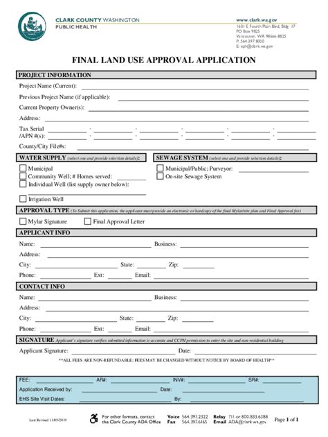 Fillable Online Clark Wa Final Land Use Approval Application Clark