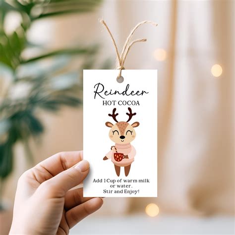 Reindeer Hot Cocoa Printable Christmas Tag Hot Chocolate Gift Tag