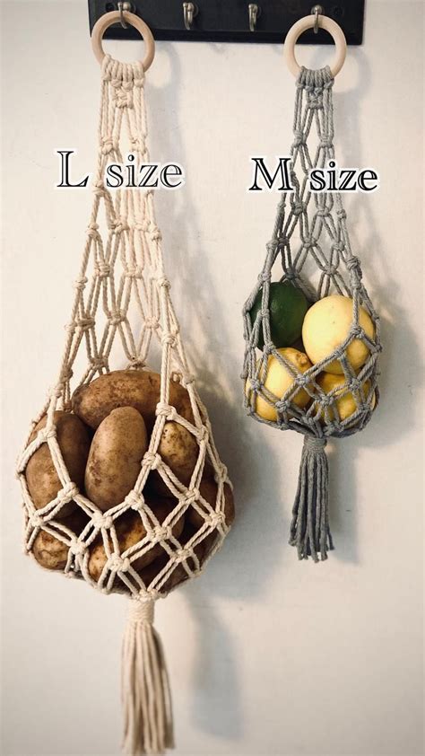 Macrame Hanging Basket Fruit Basket Kitchen Wall Storage Vegetable