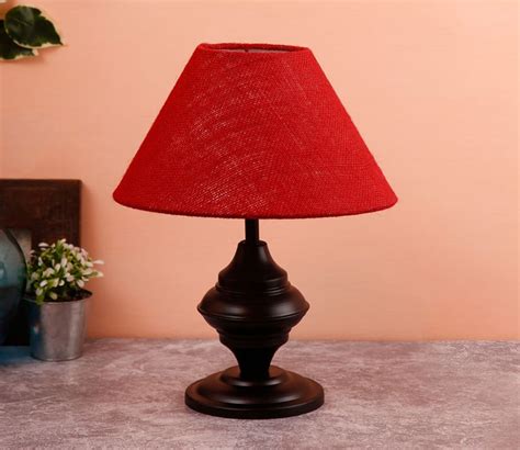 Buy Modern Metal Base Jute Shade Table Lamp Maroon At 42 OFF Online