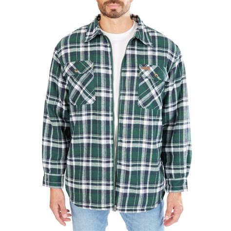 Zip Front Sherpa Lined Flannel Shirt Jacket