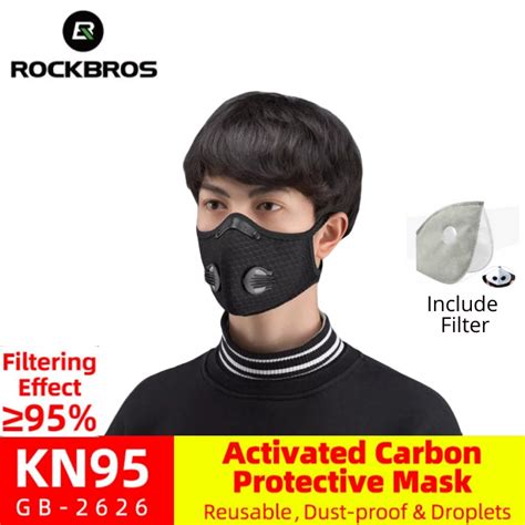 Jual Masker Kn95 Rockbros Valve Masker Carbon Activated 5 Ply Anti