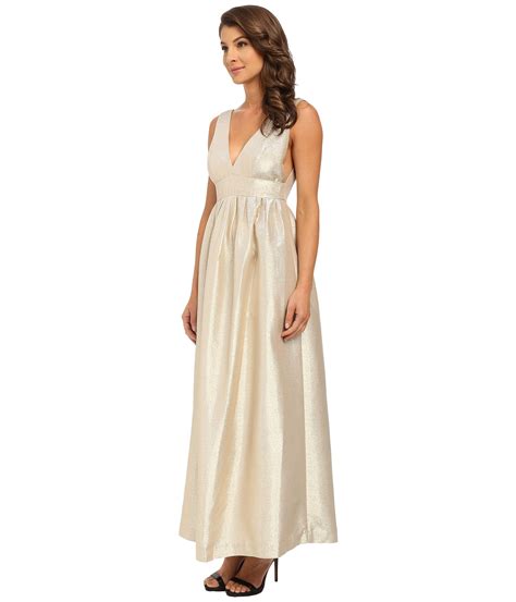 Jill Jill Stuart Sleeveless Double V Lurex Satin Gown Satin Gown