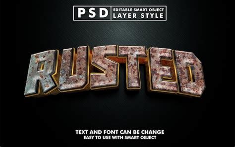 Premium PSD Rusted 3d Realistic Text Effect Premium Psd