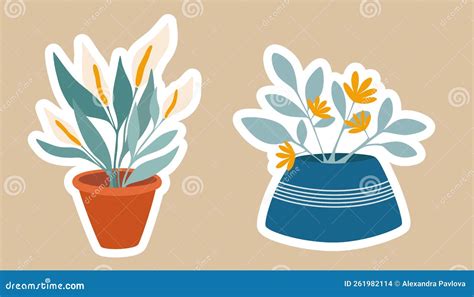 House Plants Stickers Set Of Hygge Tropical Patee Succulent Plants