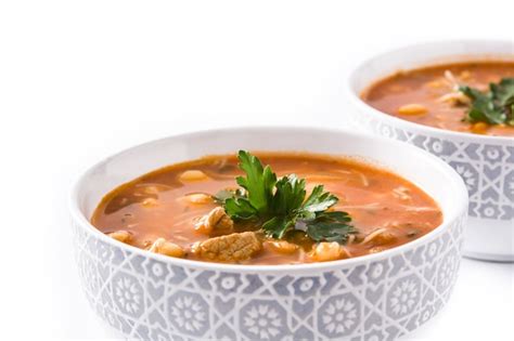 Premium Photo Harira Soup In Bowl Isolated On White Typical Moroccan