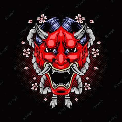 Premium Vector Oni Mask Illustration Premium Vector