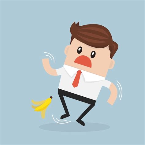 Premium Vector Businessman Slipping On A Banana Peel