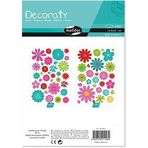 Ae158C Un Sachet De Gommettes Decoraty 20 Planches 14 8X21 Cm Fleurs