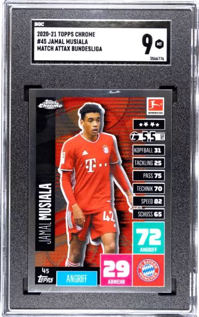 TOPPS CHROME MATCH Attax Bundesliga 2020 2021 Jamal Musiala 45 SGC 9