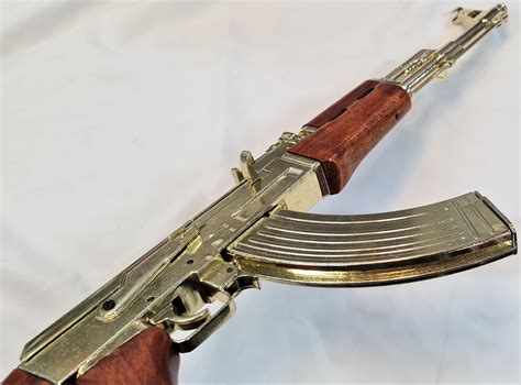 REPLICA AK 47 RIFLE BY DENIX SEMI AUTOMATIC RIFLE GOLD SADDAM HUSSEIN