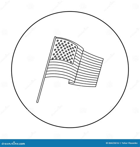 Flag of the United States Icon in Outline Style Isolated on White ...
