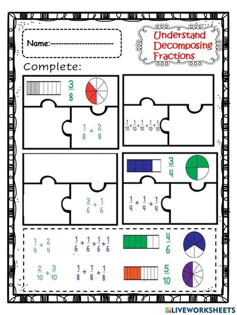 Decomposing Fractions Worksheet Live Worksheets