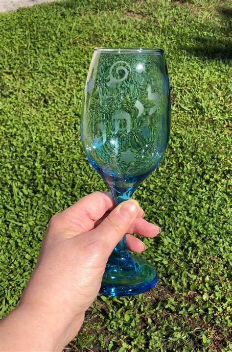 Light Blue Elijahs Cup Blue Wine Glass Passover T Etsy