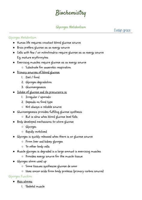 SOLUTION Glycogen Metabolism Studypool