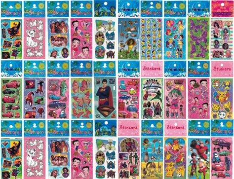 Kit Cartelas Adesivo Infantil Sticker V Rios Personagens