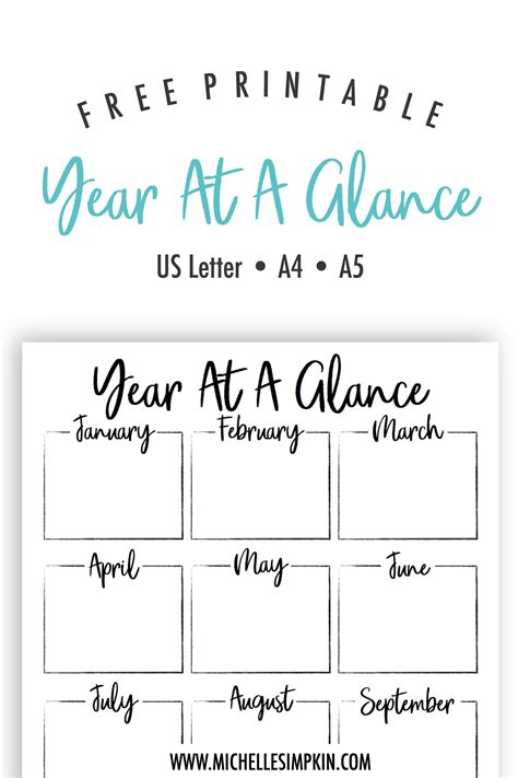 Printable Calendar Year At A Glance