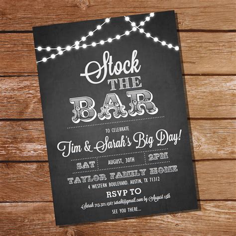 Stock The Bar Chalkboard Couples Shower Invitation Sunshine Parties