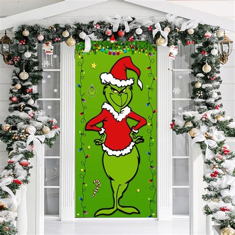 DHRUTI Decorazione Natalizie Per Porta Copertura Porta Grinch