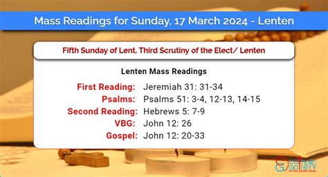 Daily Mass Readings For Sunday 17 March 2024 Lenten Catholic Gallery