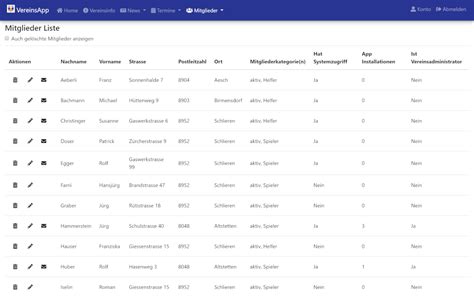 VereinsApp Mitgliederdaten Und Adressen Verwalten