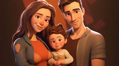 Premium Photo A Cartoon Character With A Baby And A Woman And A Man