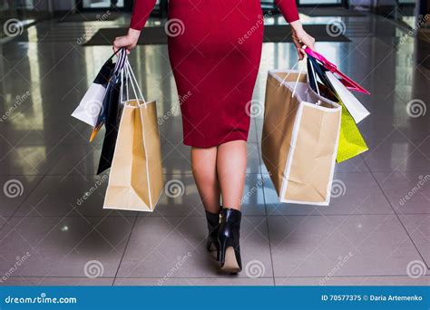 Business Woman Carrying Shopping Bags While Walking Mall Stock Image Image Of Consumerism