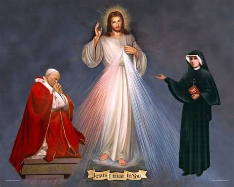 Divine Mercy Image With Pope St John Paul Ii And St Faustina Kowalska