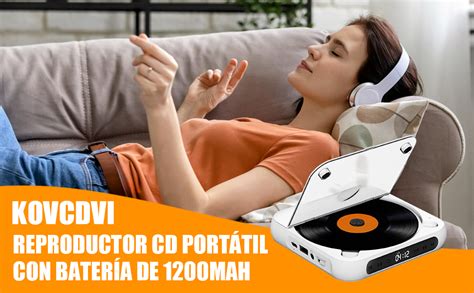 KOVCDVI Reproductor de CD Portátil con Bluetooth y Batería Recargable