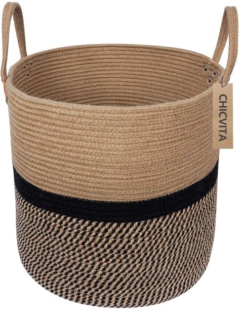 Chicvita Extra Large Jute Basket Woven Storage Basket With Handles