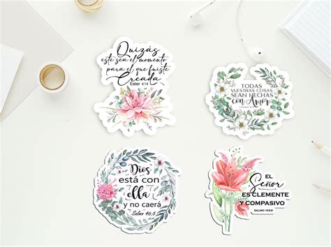 Spanish Bible Verse Sticker Sheets Dios Esta Con Ella Ester Etsy