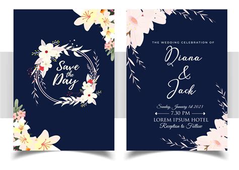 Invitation Card with beautiful blooming floral watercolor background ...